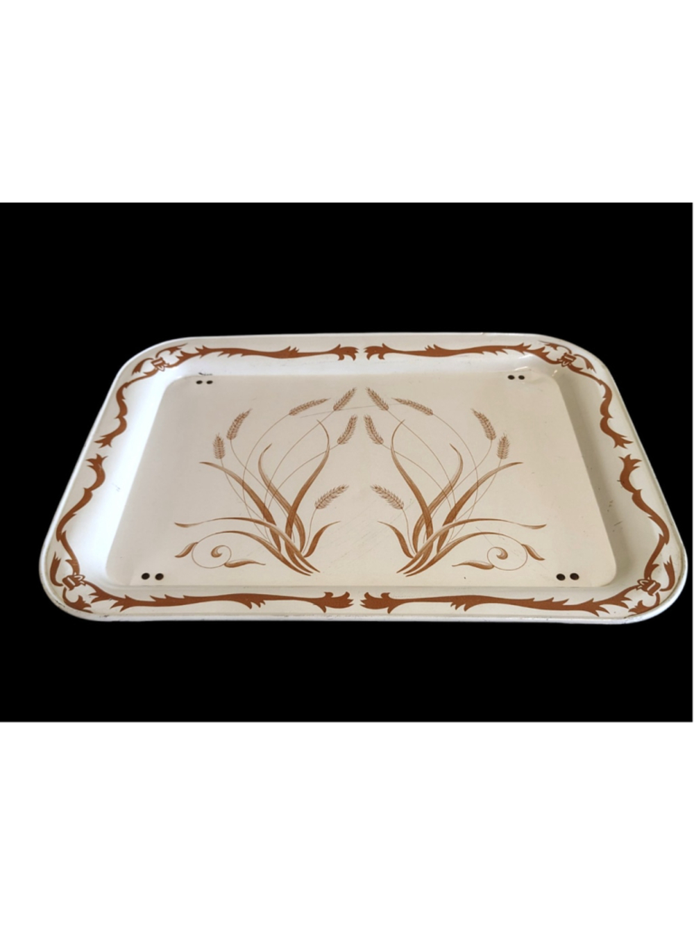 Vintage metal TV Tray or Bed Tray wheat design retro 70s 80s nostalgia